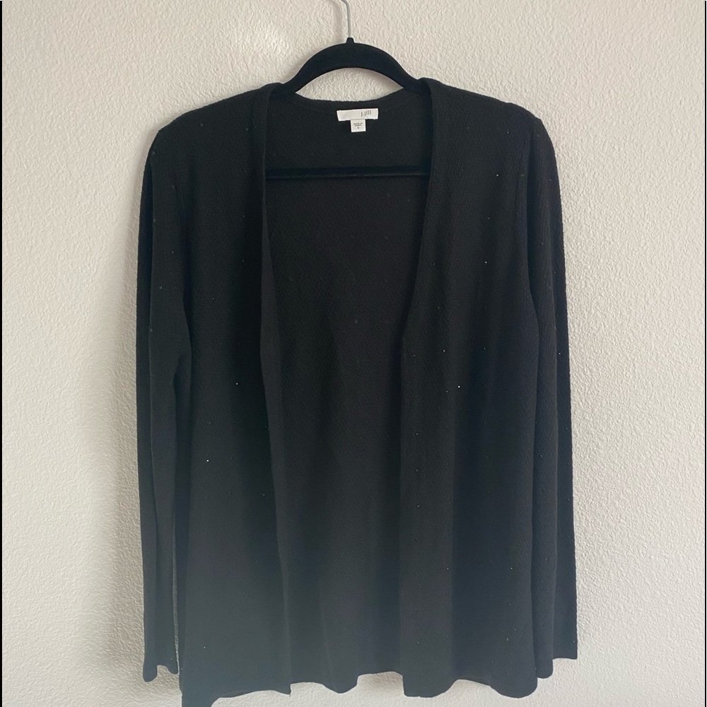 J Jill Black Wool Blend Elegant Cardigan Long Sleeve Sequin Size S S1